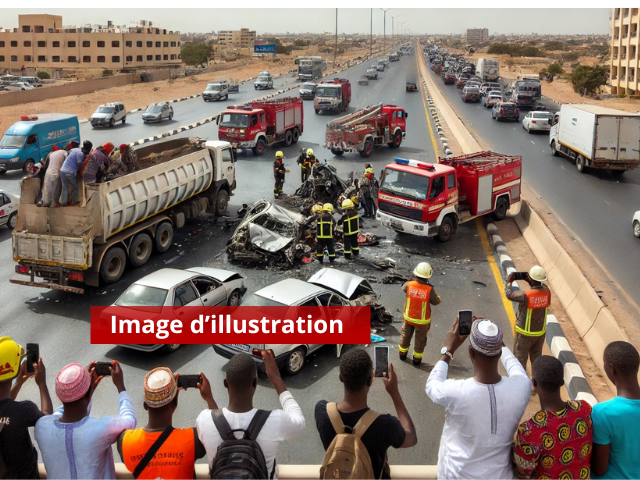 Accident sur l’autoroute Dakar-AIBD : embouteillage massif à Keur Mbaye Fall